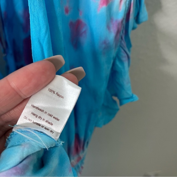 NWT Tiare Hawaii Lia Maxi Dress In Turquoise Fuchsia Leo Tie Dye Womens XS / S - Picture 7 of 12